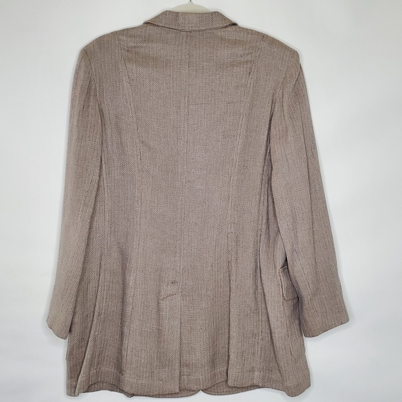 Peruvian Connection Linen Blend Blazer Size14 Old Money Sandstone Jacket NEW - Picture 6 of 16